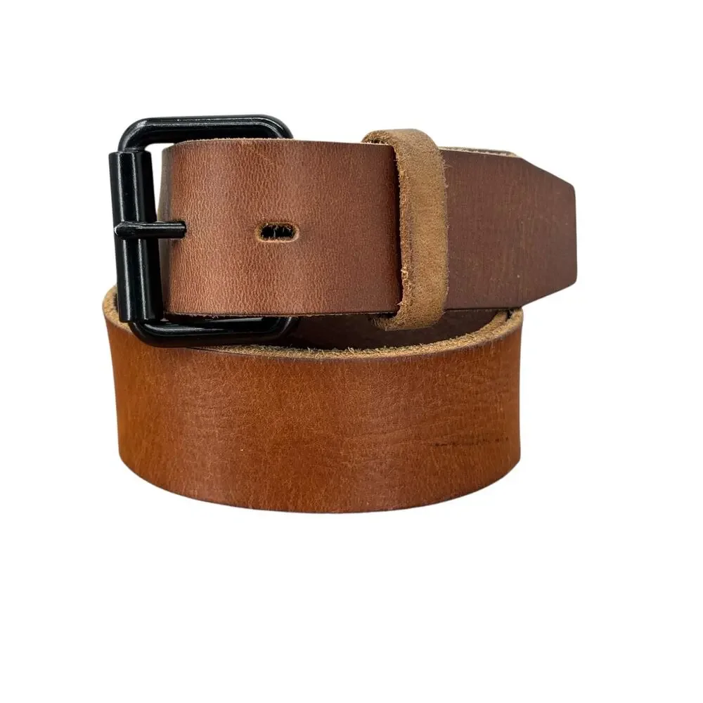 American Eagle Strap Belt Men SZ M Brown Leather Rustic Western Rugged Everyday